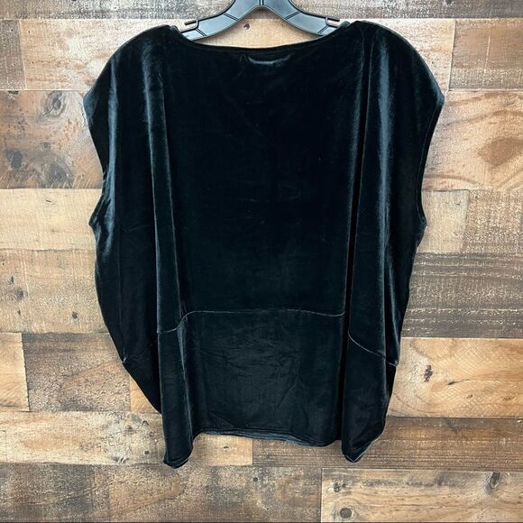 Alfani Top Boat Neck Black Velour Velvety Look Cap Sleeve Oversized Small - Picture 13 of 16